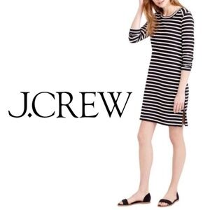 J.Crew Striped Boatneck Navy Ivory Cotton Knit Dress - Size XXS